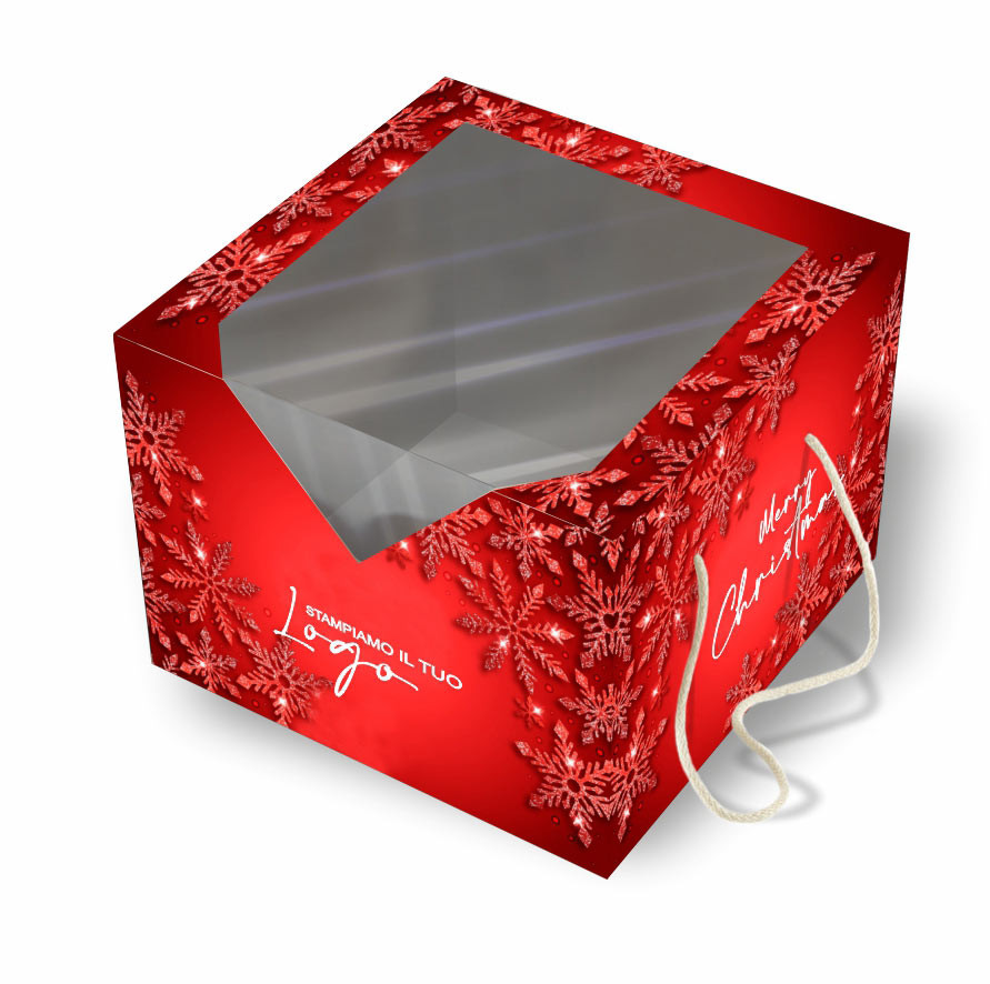 Scatola Porta Panettone Natalizia Con Finestra &Quot;Exclusive&Quot; (Conf. 50 Pz. – €2,29 Cad.) 1 Scatola porta panettone Natalizia con finestra "Exclusive"