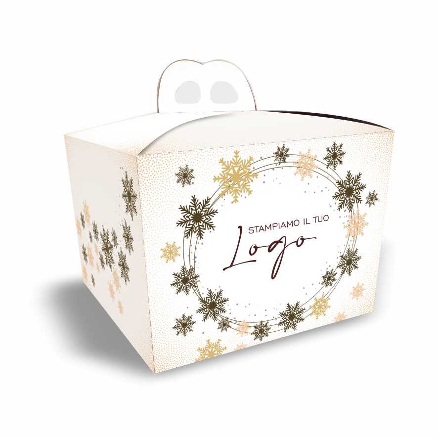 Scatola Porta Panettone Basso &Quot;Merry Christmas&Quot; -Panna 1 Scatola Porta Panettone basso "Merry Christmas" - Bianco