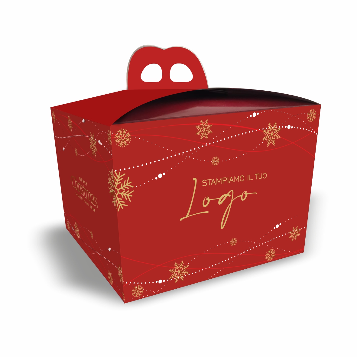 Scatola Porta Panettone &Quot;Merry Christmas&Quot; - Bordeaux 1 scatola Porta Panettone "Merry Christmas" - Rosso