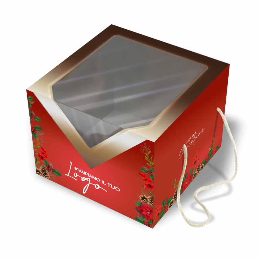 Scatola Porta Panettone Natalizia Con Finestra &Quot;Exclusive&Quot; 1 Scatola porta panettone Natalizia con finestra "Exclusive"