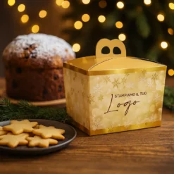 Scatola Porta Panettone Basso &Quot;Merry Christmas&Quot; -Oro 3 scatola porta panettone