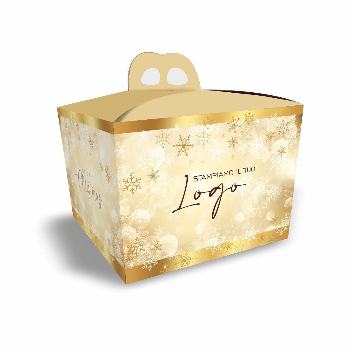 Scatola Porta Panettone Basso &Quot;Merry Christmas&Quot; -Oro 1 Scatola Porta Panettone basso "Merry Christmas" -Oro