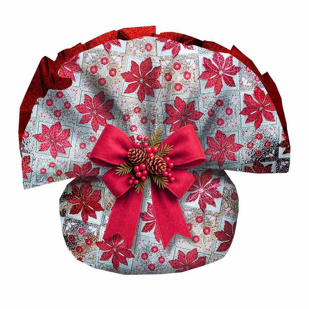 Cerchi Poinsettia Rosso Bicolor /Argento Goffrato 1 Cerchi Poinsettia rosso bicolor /argento goffrato